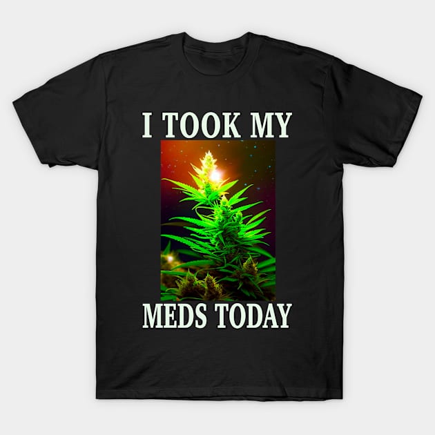 I Took My Meds Today Marijuana Funny Weed Cannabis Sayings T-Shirt by aditchucky